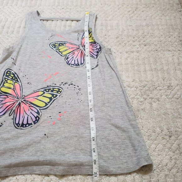 Wonder Nation Girls Gray With Butterflies Tank Top Size Large 10-12 - Picture 5 of 11